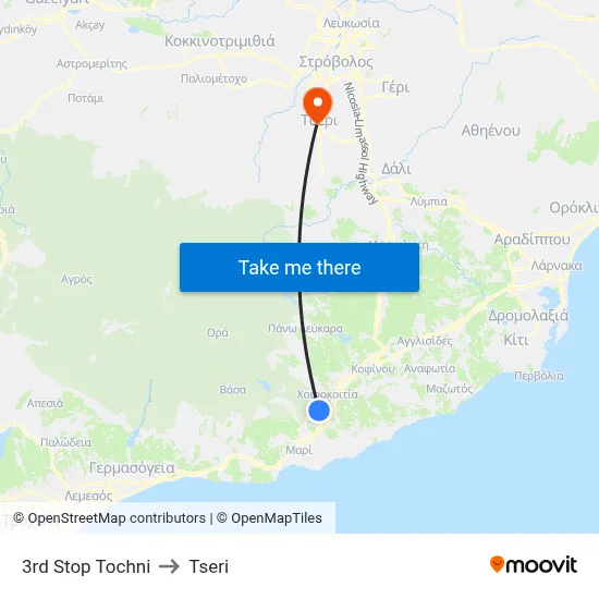 3rd Stop Tochni to Tseri map