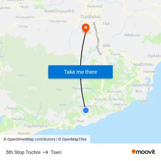 5th Stop Tochni to Tseri map