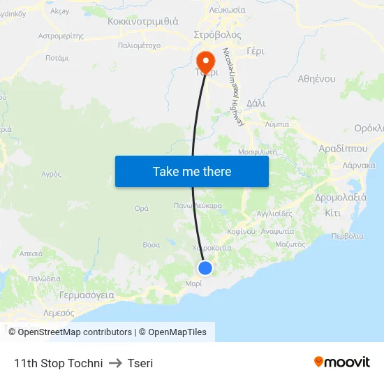 11th Stop Tochni to Tseri map