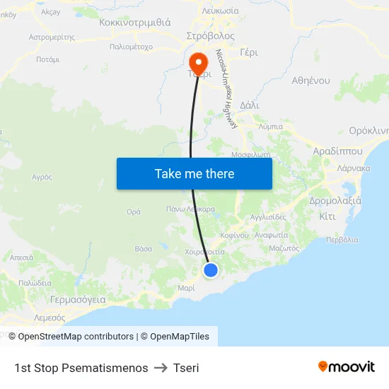 1st Stop Psematismenos to Tseri map