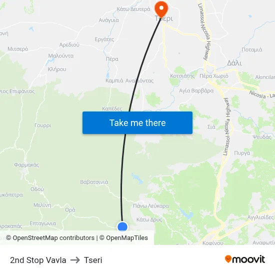 2nd Stop Vavla to Tseri map
