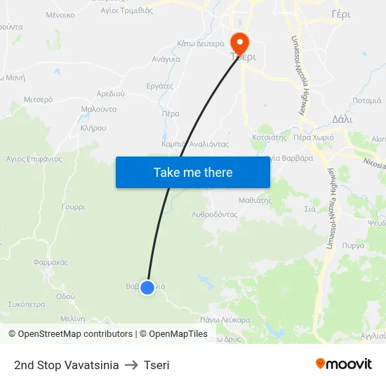 2nd Stop Vavatsinia to Tseri map