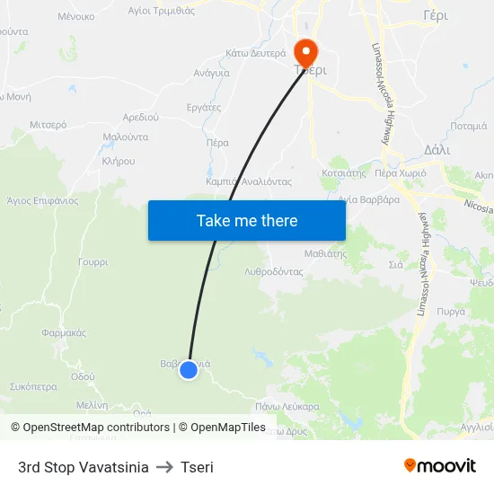 3rd Stop Vavatsinia to Tseri map