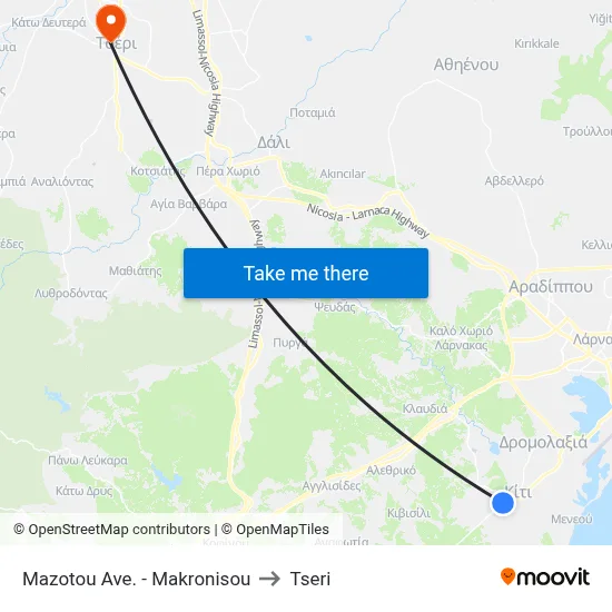Mazotou Avenue - Makronisou to Tseri map