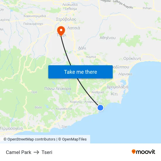 Camel Park to Tseri map