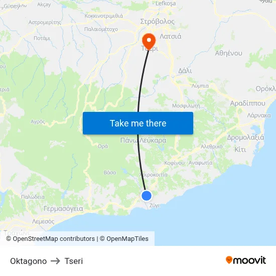 Oktagono to Tseri map