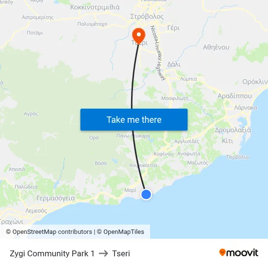 Zygi Comm. Park to Tseri map
