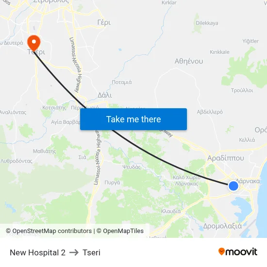New Hospital 2 to Tseri map