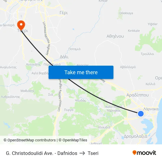 G. Christodoulidi Ave. - Dafnidos to Tseri map