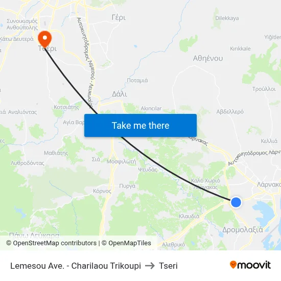 Lemesou Ave. - Charilaou Trikoupi to Tseri map
