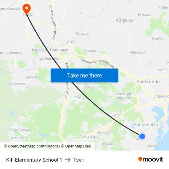 Kiti Elem. School to Tseri map