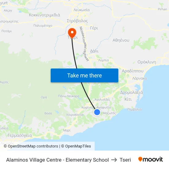 Alaminos Village Centre - Elem. School to Tseri map