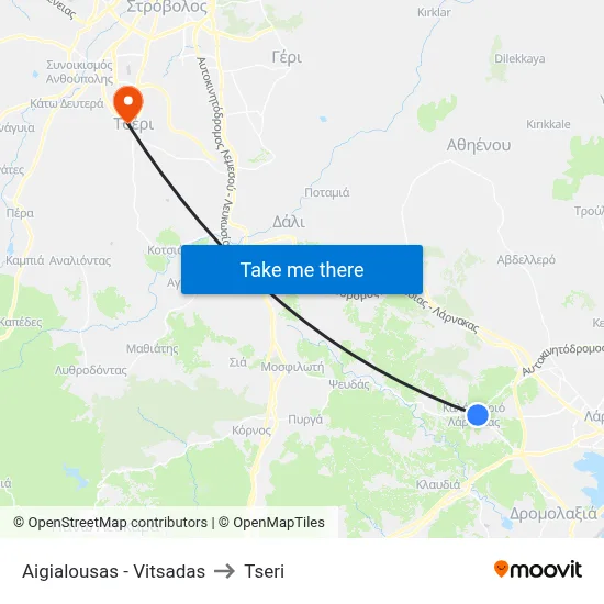 Aigialousas - Vitsadas to Tseri map