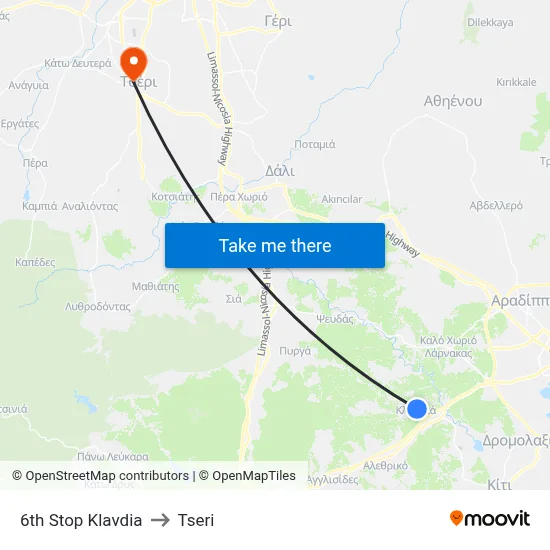 6th Stop Klavdia to Tseri map