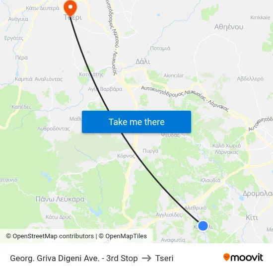 George Grivas Digenis Ave. - 3rd Stop to Tseri map