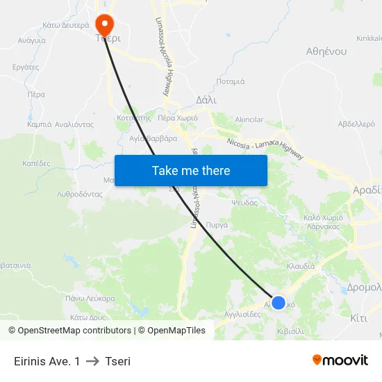 Eirinis Ave. to Tseri map