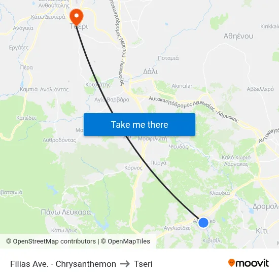 Filias Avenue - Chrysanthemon to Tseri map