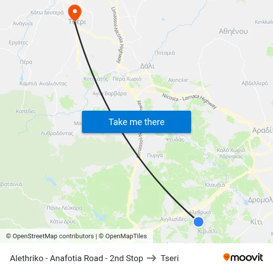 Alethriko - Anafotia Road - 2nd Stop to Tseri map