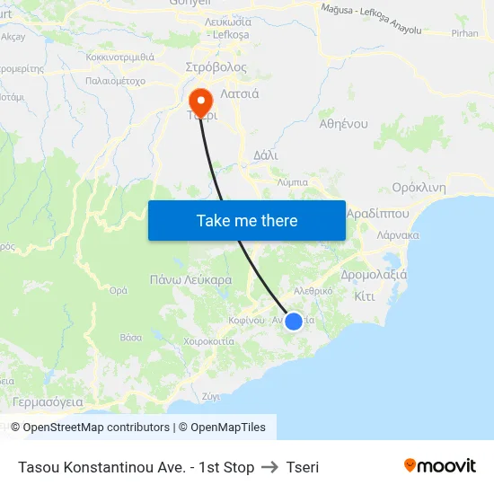 Tasos Konstantinou Ave. - 1st Stop to Tseri map