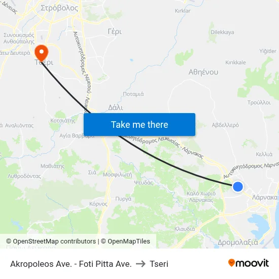 Akropoleos Ave. - Foti Pitta Ave. to Tseri map