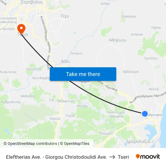 Eleftherias Ave. - Giorgos Christodoulides Ave. to Tseri map