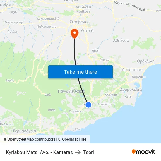 Kyriakou Matsi Avenue - Kantaras to Tseri map