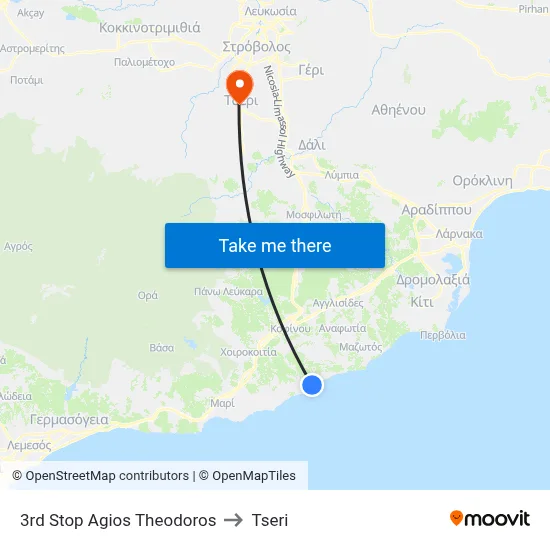 4thstop Ag. Theodoros to Tseri map