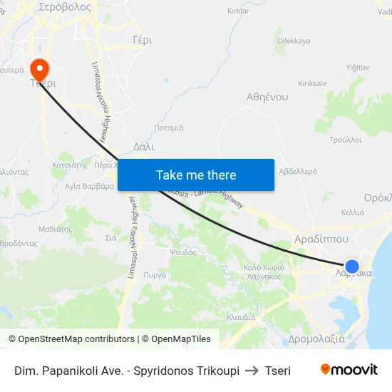 Dim. Papanikolis Ave. - Spyridon Trikoupis to Tseri map