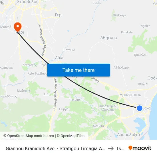 Giannou Kranidioti Ave - Stratigou Timagia Ave to Tseri map