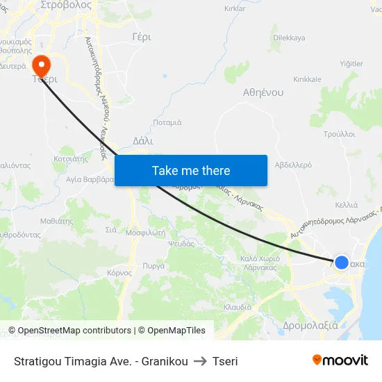 Stratigos Timagias Ave. - Granikos to Tseri map