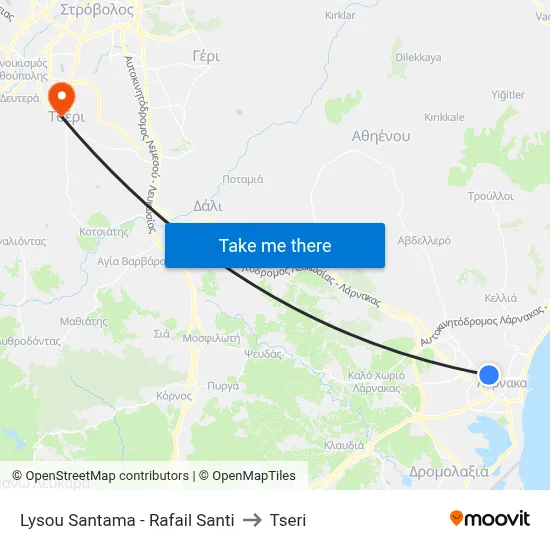 Lysos Santamas - Rafael Santi to Tseri map