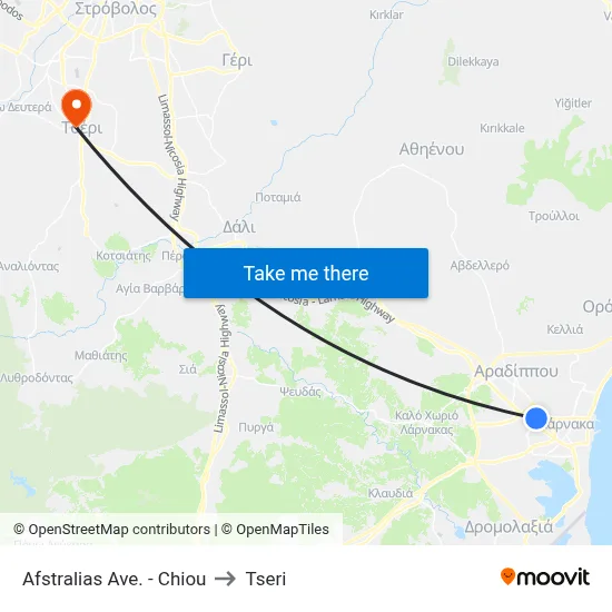 Australia Avenue - Chiou to Tseri map