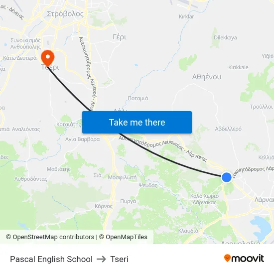 Pascal English School to Tseri map