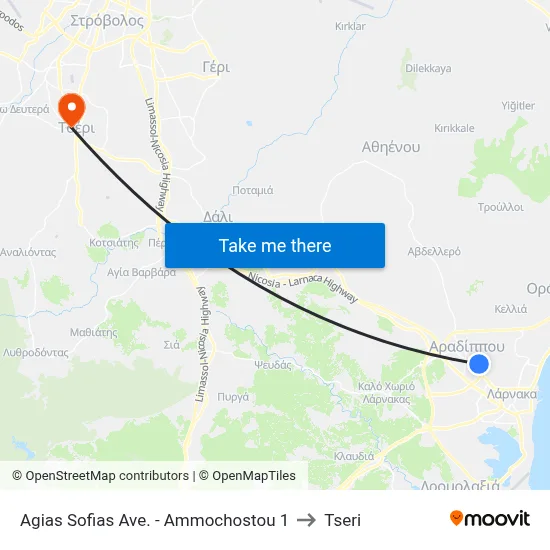Ag. Sofias Ave. - Ammochostou to Tseri map