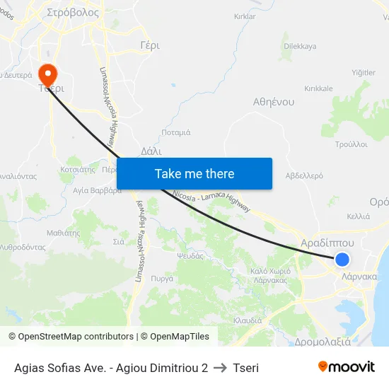 Ag. Sofias Ave. - Ag. Dimitriou to Tseri map