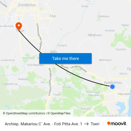 Archiep. Makariou C´ Ave. - Foti Pitta Ave. to Tseri map