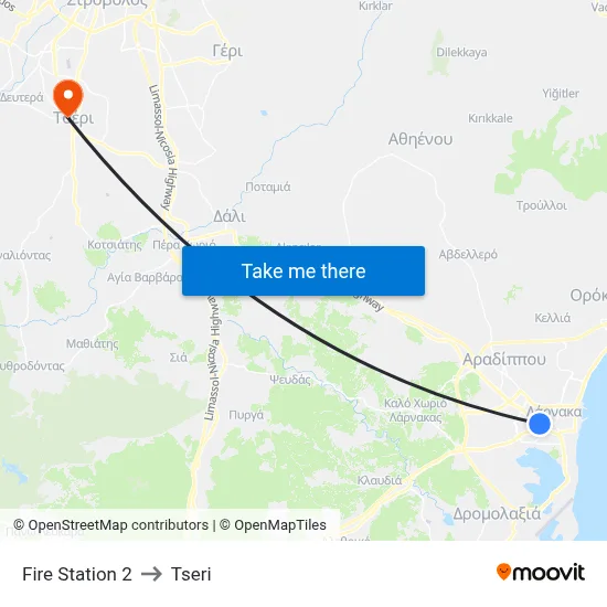 Fire Station to Tseri map