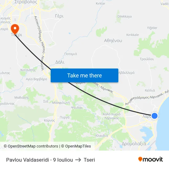 Pavlos Valdaseridi - July 9 to Tseri map
