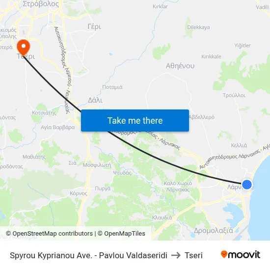 Spyrou Kyprianou Ave. - Pavlou Valdaseridi to Tseri map
