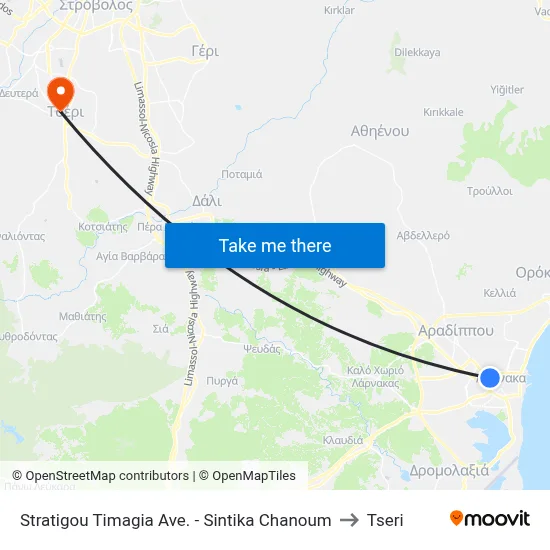 Stratigou Timagia Avenue - Sintika Chanoum to Tseri map