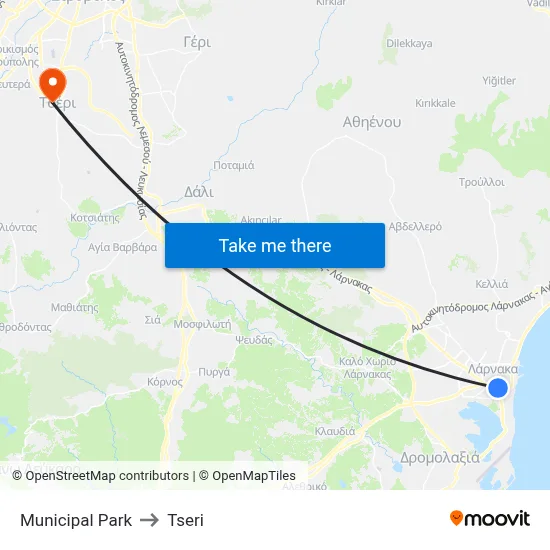 Municipal Park to Tseri map