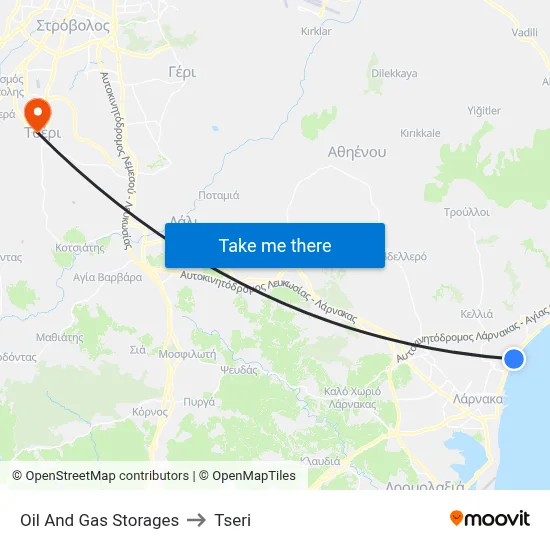 Oil And Gas Storages to Tseri map