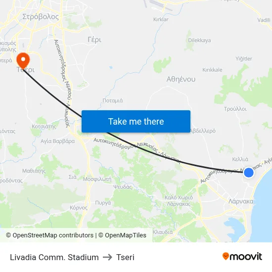 Livadia Comm. Stadium to Tseri map
