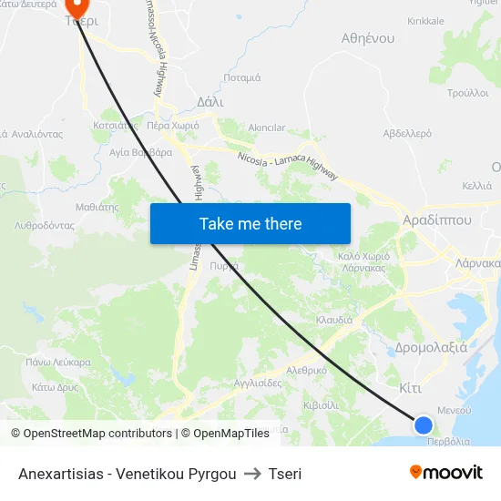 Independence - Venetian Tower to Tseri map