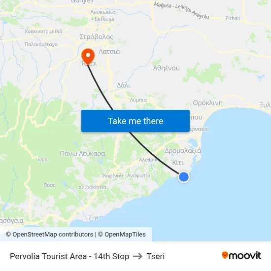Pervolia Tourist Area - 14th Stop to Tseri map