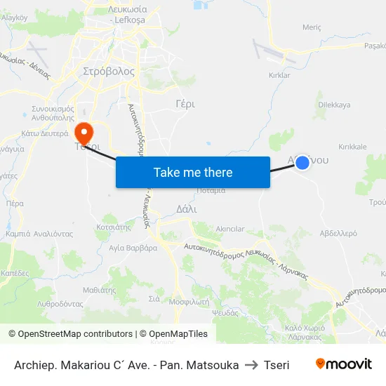 Archbishop Makarios III Ave. - Pan. Matsouka to Tseri map