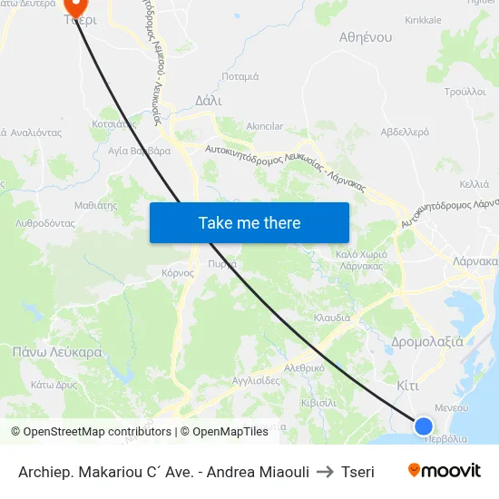 Archbishop Makarios III Ave. - Andrea Miaouli to Tseri map