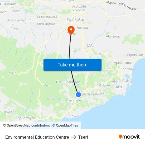 Environmental Education Centre to Tseri map