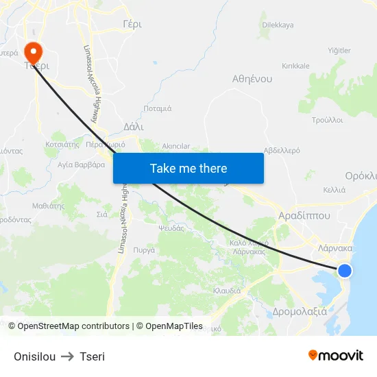 Onisilou to Tseri map