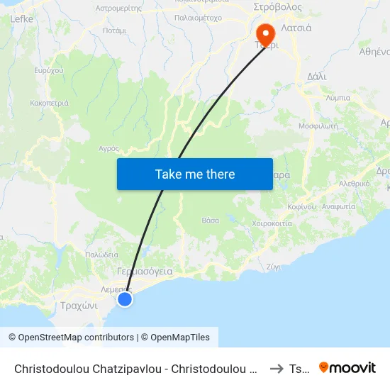 Christodoulou Chatzipavlou - Christodoulou Sozou to Tseri map